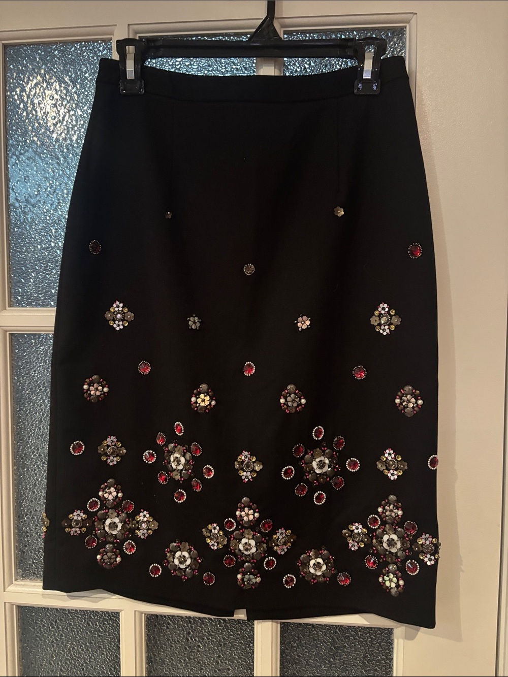 White House Black Market Black Pencil Skirt with Jewel Embellishments